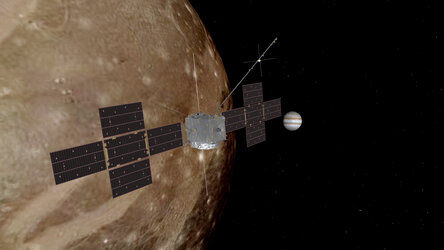 Exploring Jupiter and Ganymede (artist’s impression)