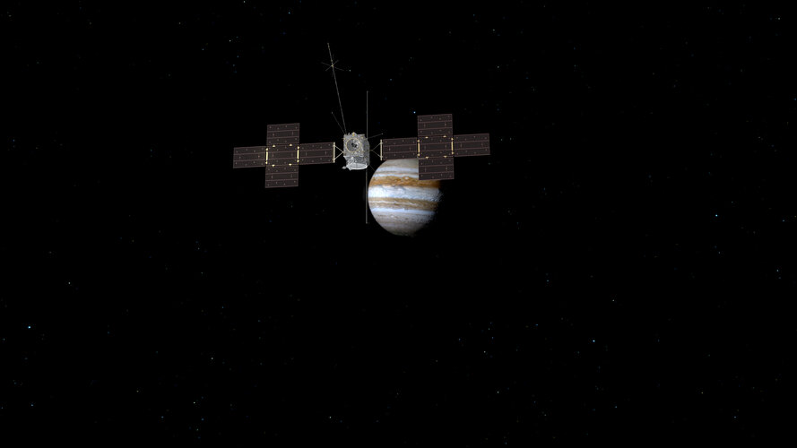 Juice orbiting Jupiter (artist’s impression)