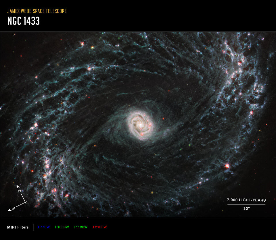 NGC 1433 (MIRI image - annotated)