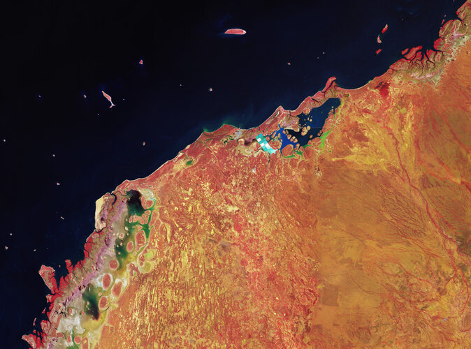 The Copernicus Sentinel-2 mission takes us over part of the northern coast of the Pilbara region in Western Australia.