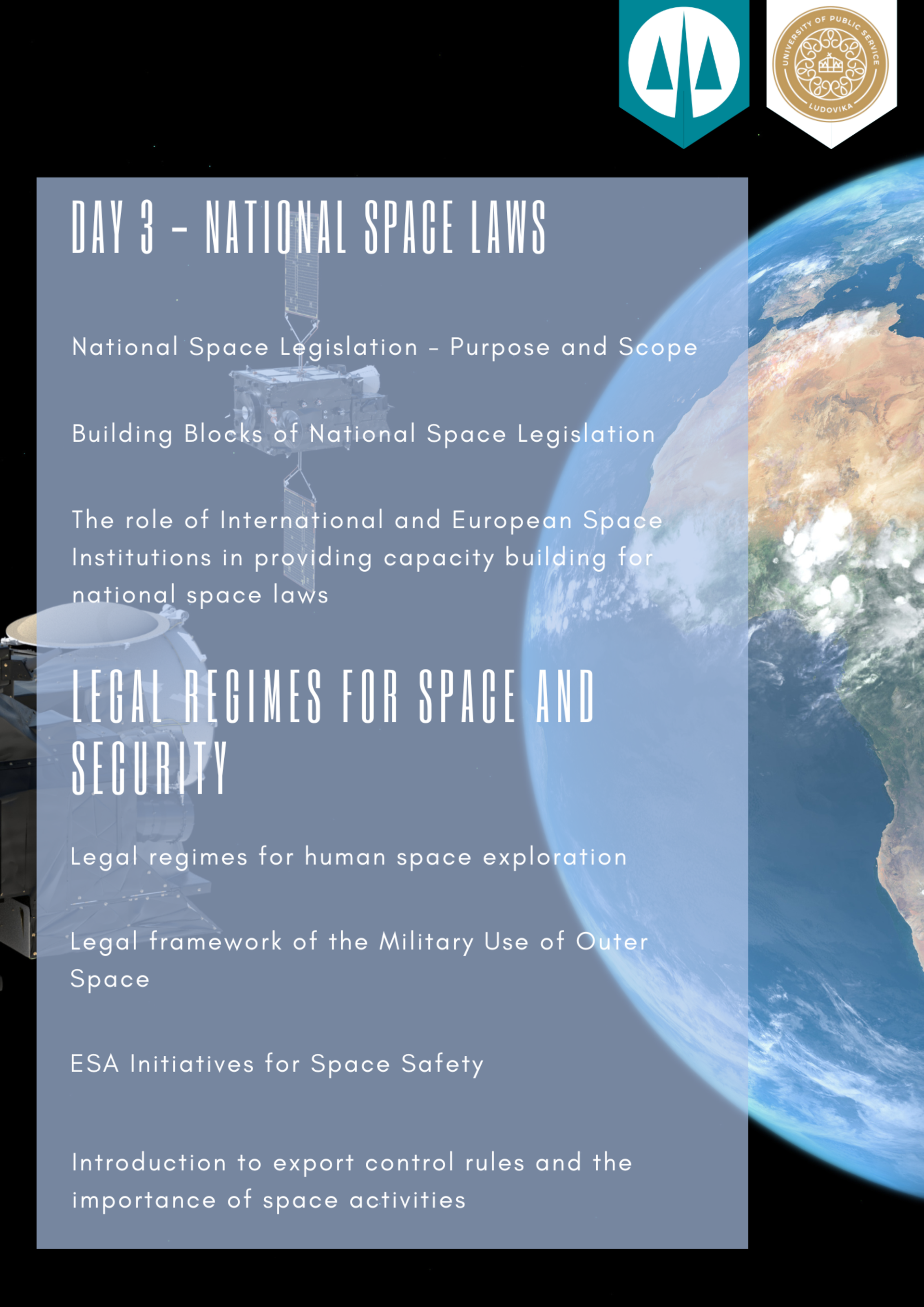 ESA/ECSL Summer Course on Space Law and Policy - Draft Programme 3