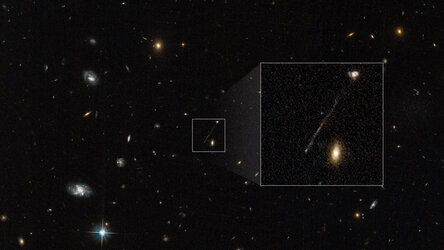 Hubble photographs stellar trail of runaway black hole