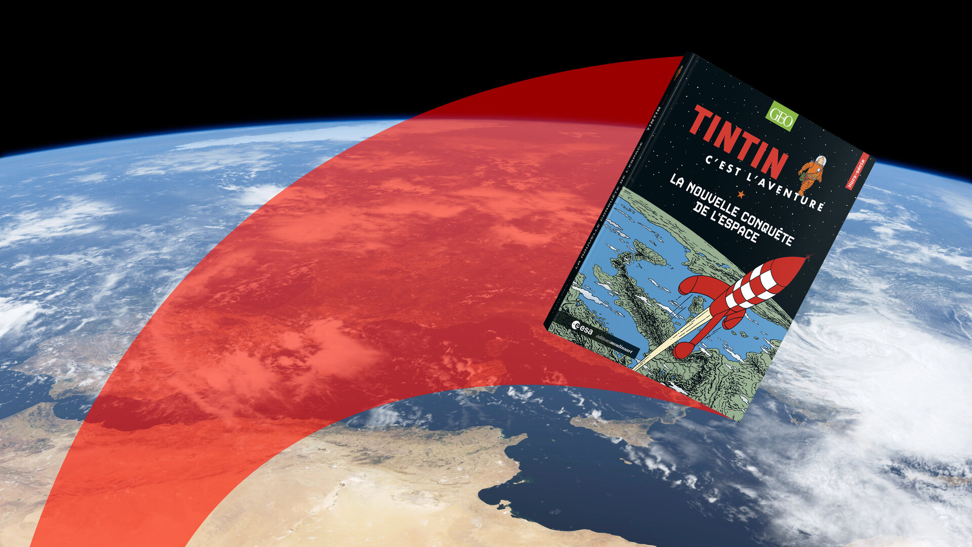 Composite image featuring Tintin, c'est l'aventure special edition magazine