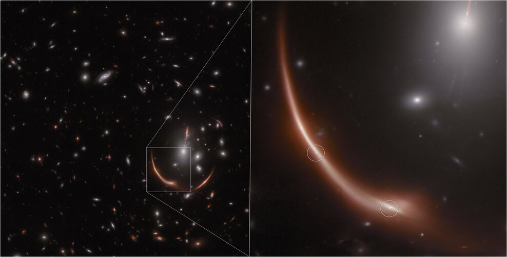 Webb spots a second lensed supernova in a distant galaxy (annotated)