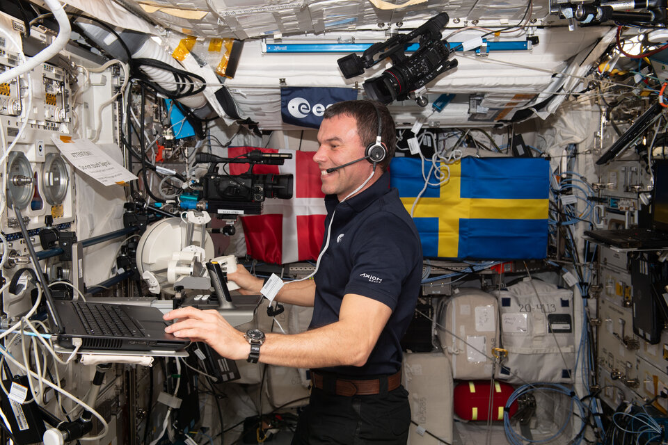 ESA project astronaut and Axiom Mission 3 Mission Specialist Marcus Wandt performs a technology demonstration called Surface Avatar