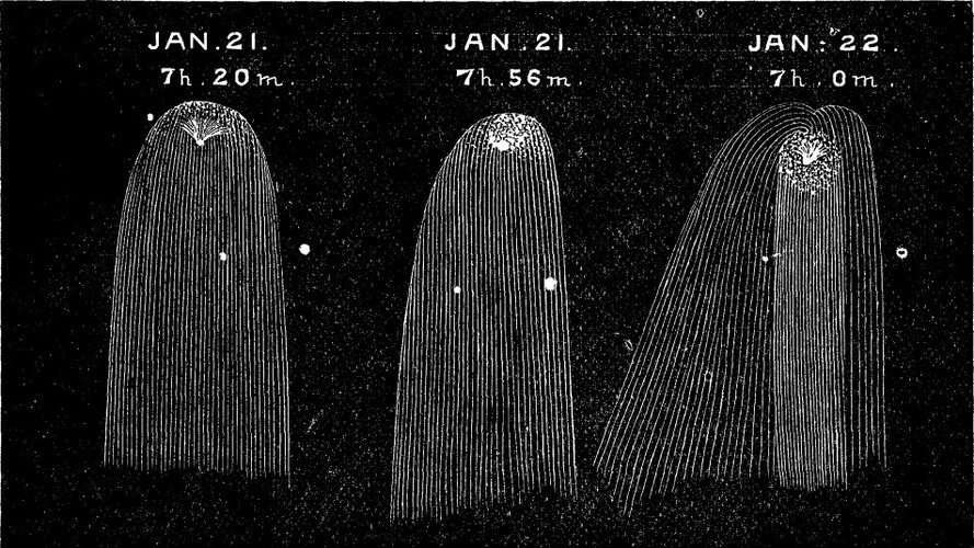 Sketches of comet 12P/Pons-Brooks from 1884