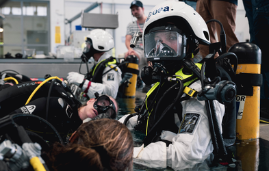 ESA astronaut candidate Sophie Adenot during a training lesson in ESA's Neutral Buoyancy Facility.