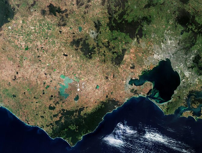 This Copernicus Sentinel-2 image features part of Victoria, a state in southeast Australia. 