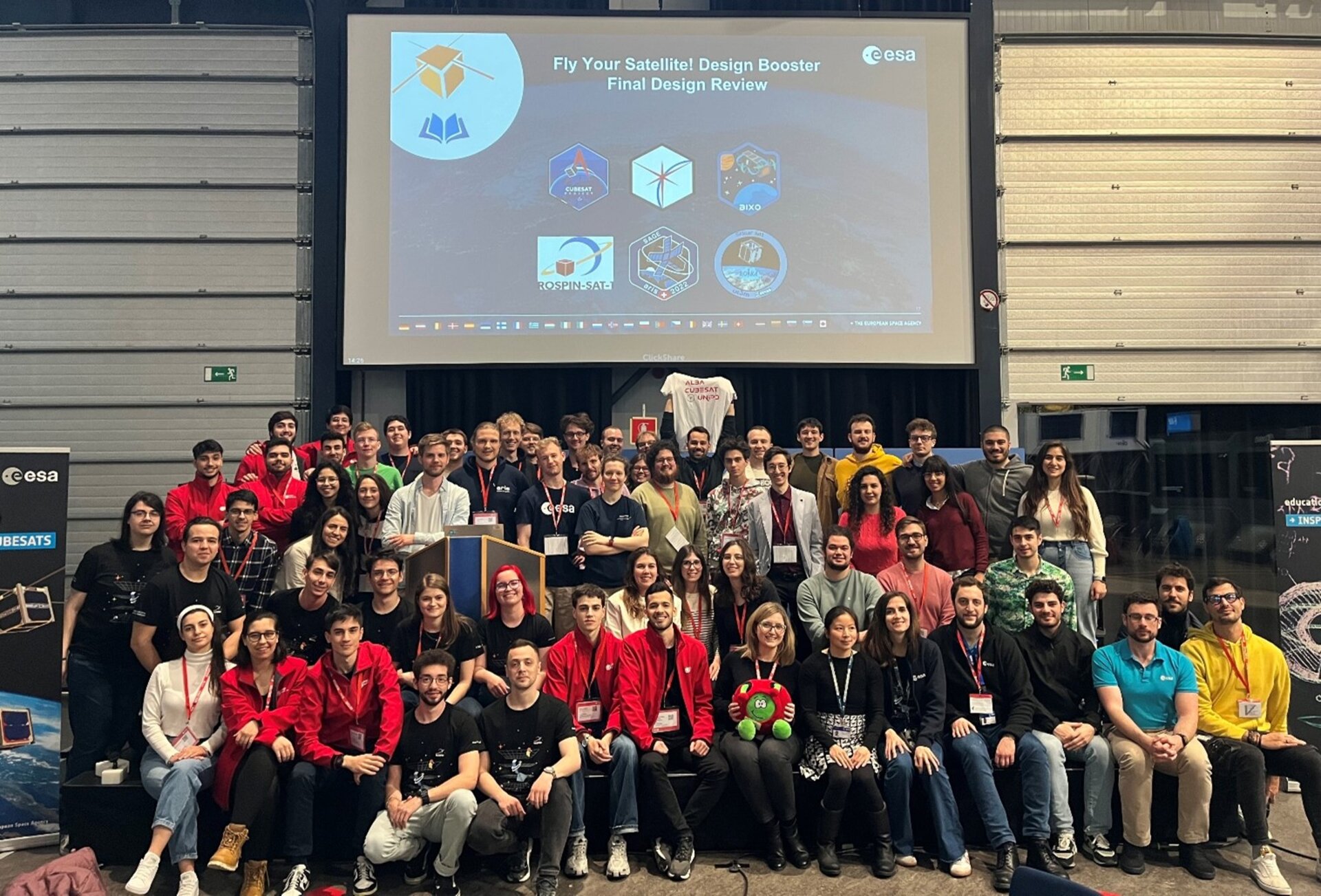 Group picture during Fly Your Satellite! Final Design Review at ESTEC, The Netherlands