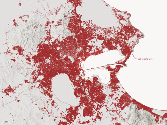 Soil sealing layer applied over Tunis