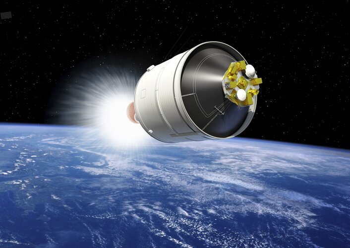 Artist's view of the Ariane 6 upper stage in flight on first mission