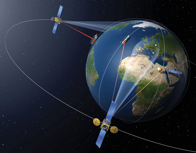 Geostationary satellites for relaying satellite data