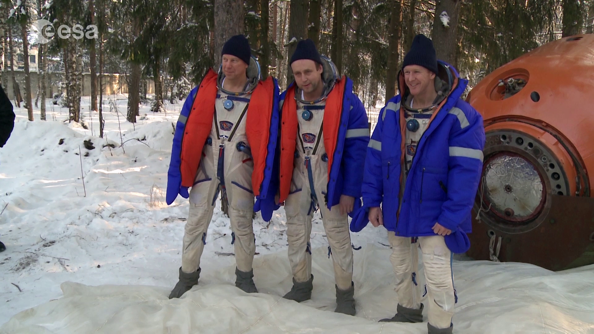 ESA astronaut Tim Peake during winter survival training in Russia.