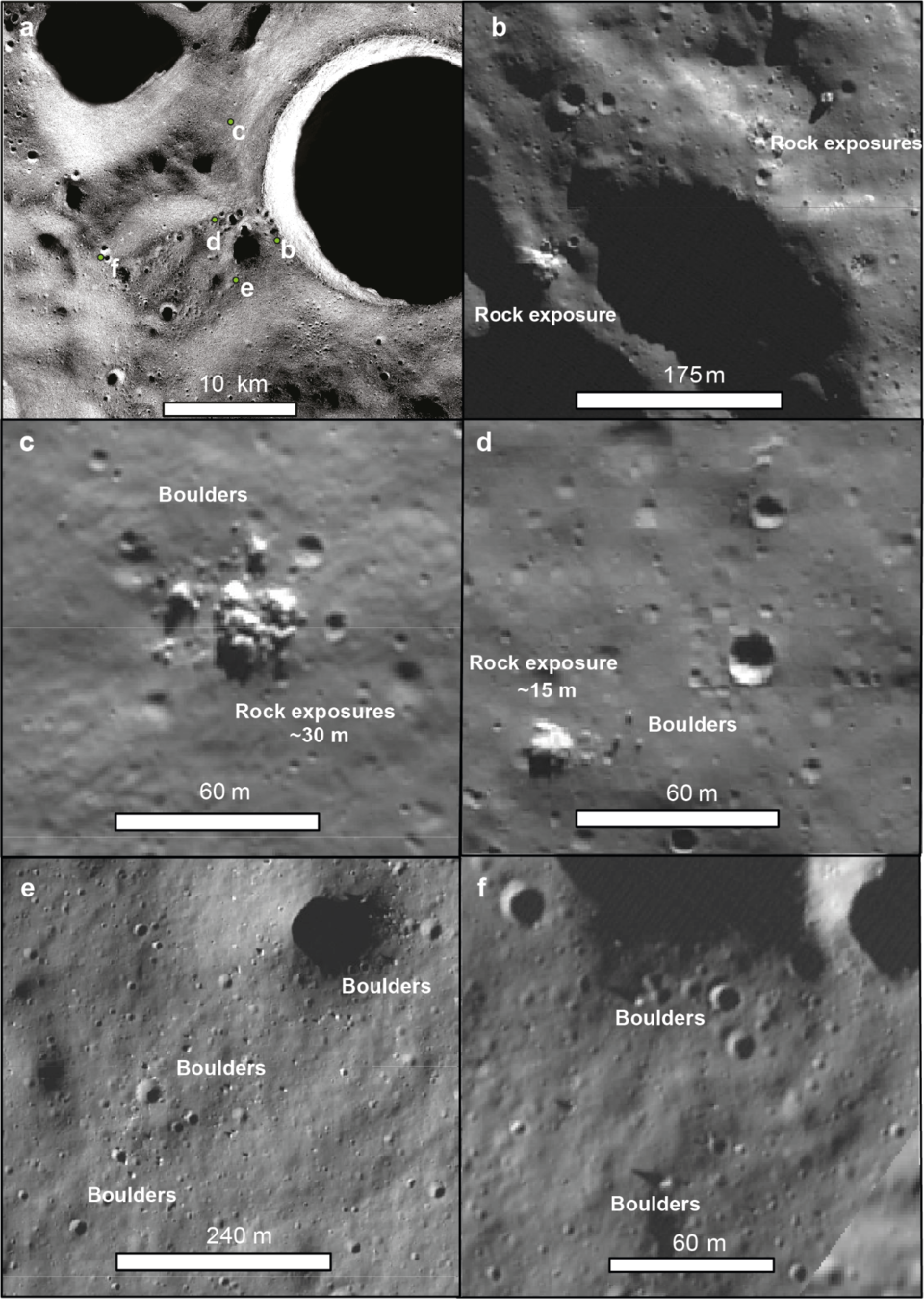 Boulders and rock exposures on the Moon for Artemis III