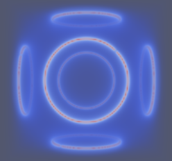 Coil geometry for a typical Polywell fusion reactor concept: This Paraview image shows the magnitude of the magnetic field used to confine a virtual cathode within the coils.