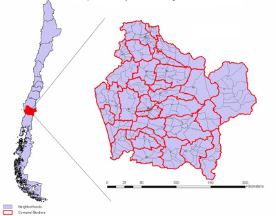 Location of the Araucanía Region