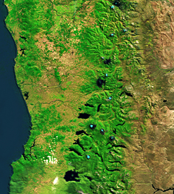 SPOT 4 vegetation image of the Araucanía Region