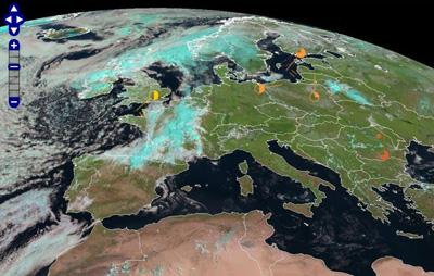 Colour composite RGB image with some ground observations from In