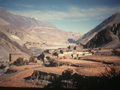 Treeless mountains around Kagbeni on the Annapurna Circuit