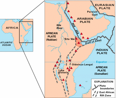 Tectonic plates in East Africa