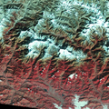 Near infrared false-colour image of the Annapurna region