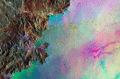 Coloured radar image of the ocean