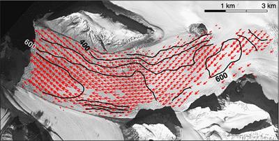 Displacement field of Kronebreen glacier