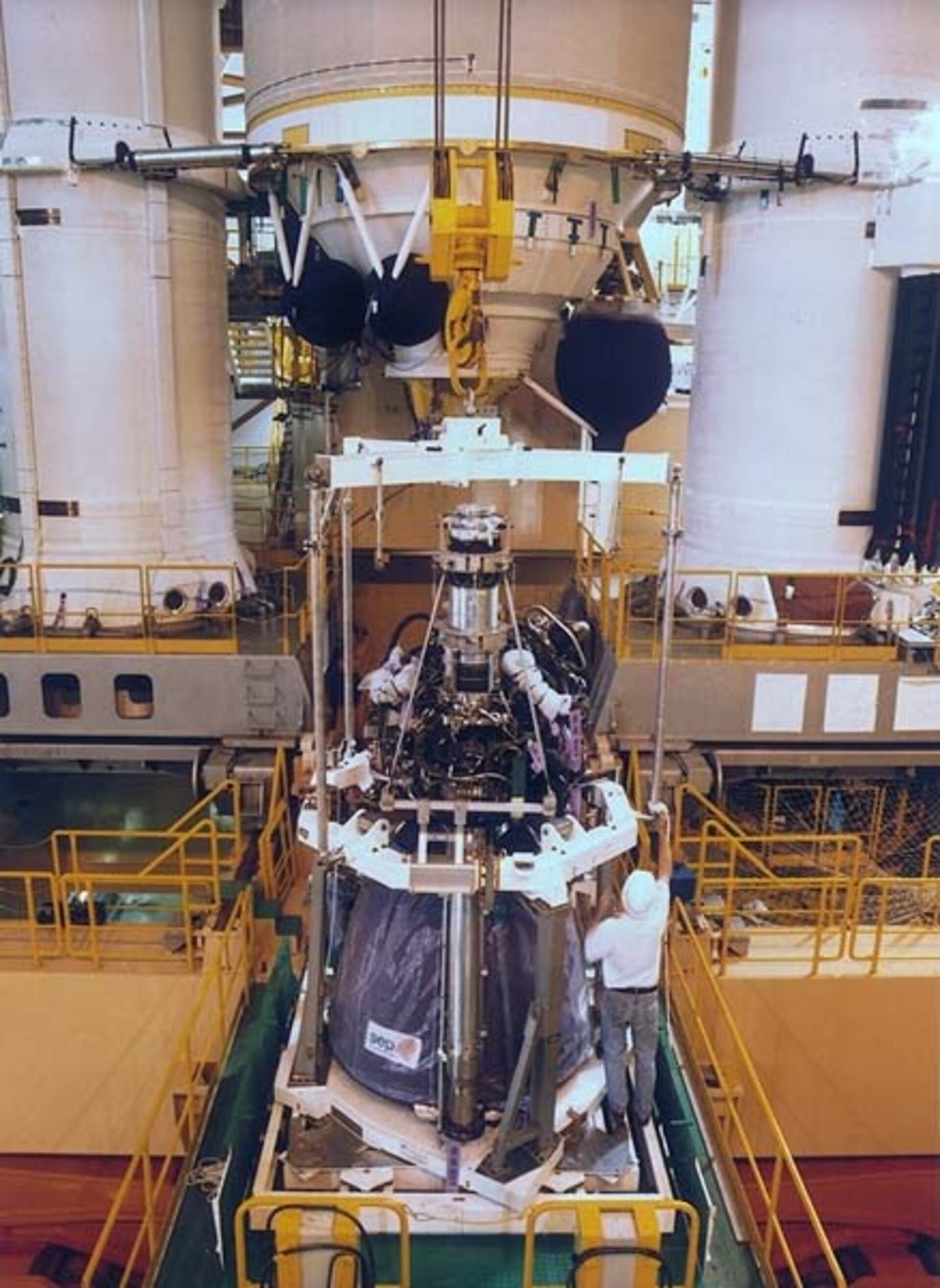 Ariane-5 Vulcain main engine attached