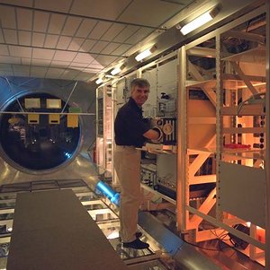 Astronaut Merbold in ESTEC's COF simulator