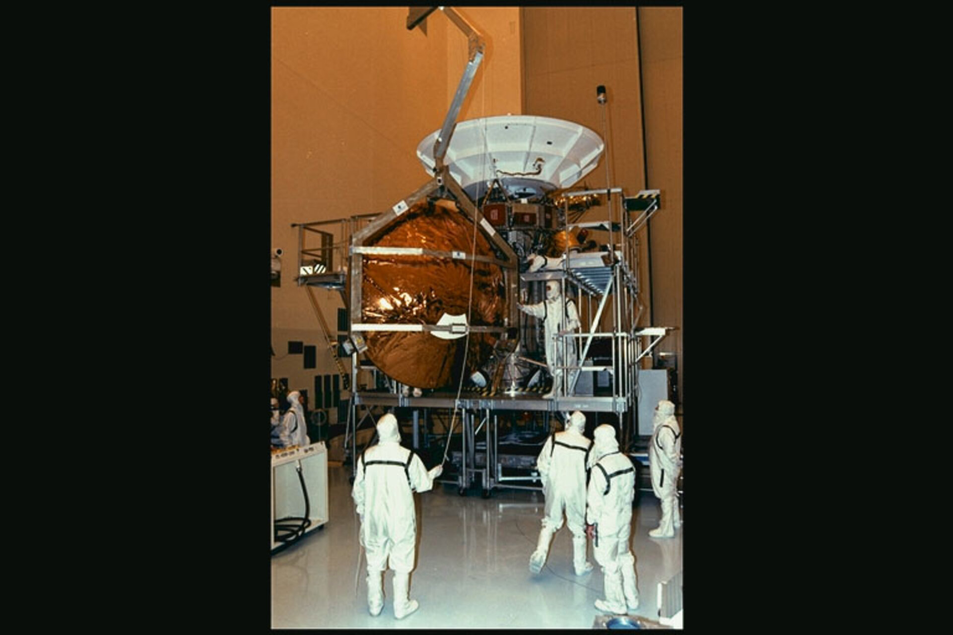 Huygens is attached to Cassini Orbiter