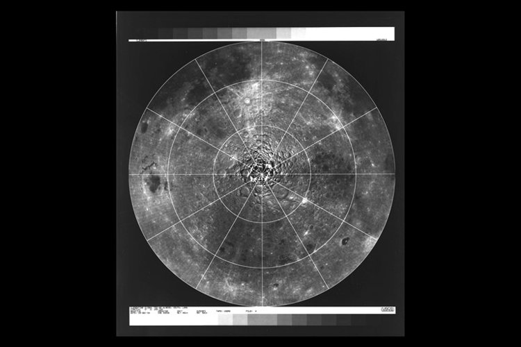 South pole region of the Moon seen by Clementine