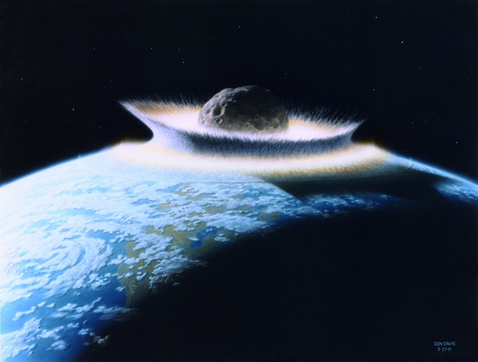 Artist's impression of asteroid impact with Earth