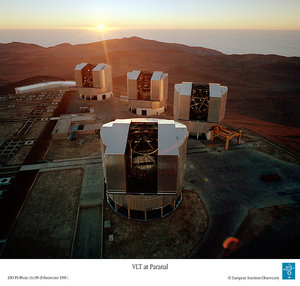 De Very Large Telescope bovenop de berg Paranal