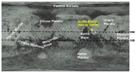 Map of the Beagle 2 landing site