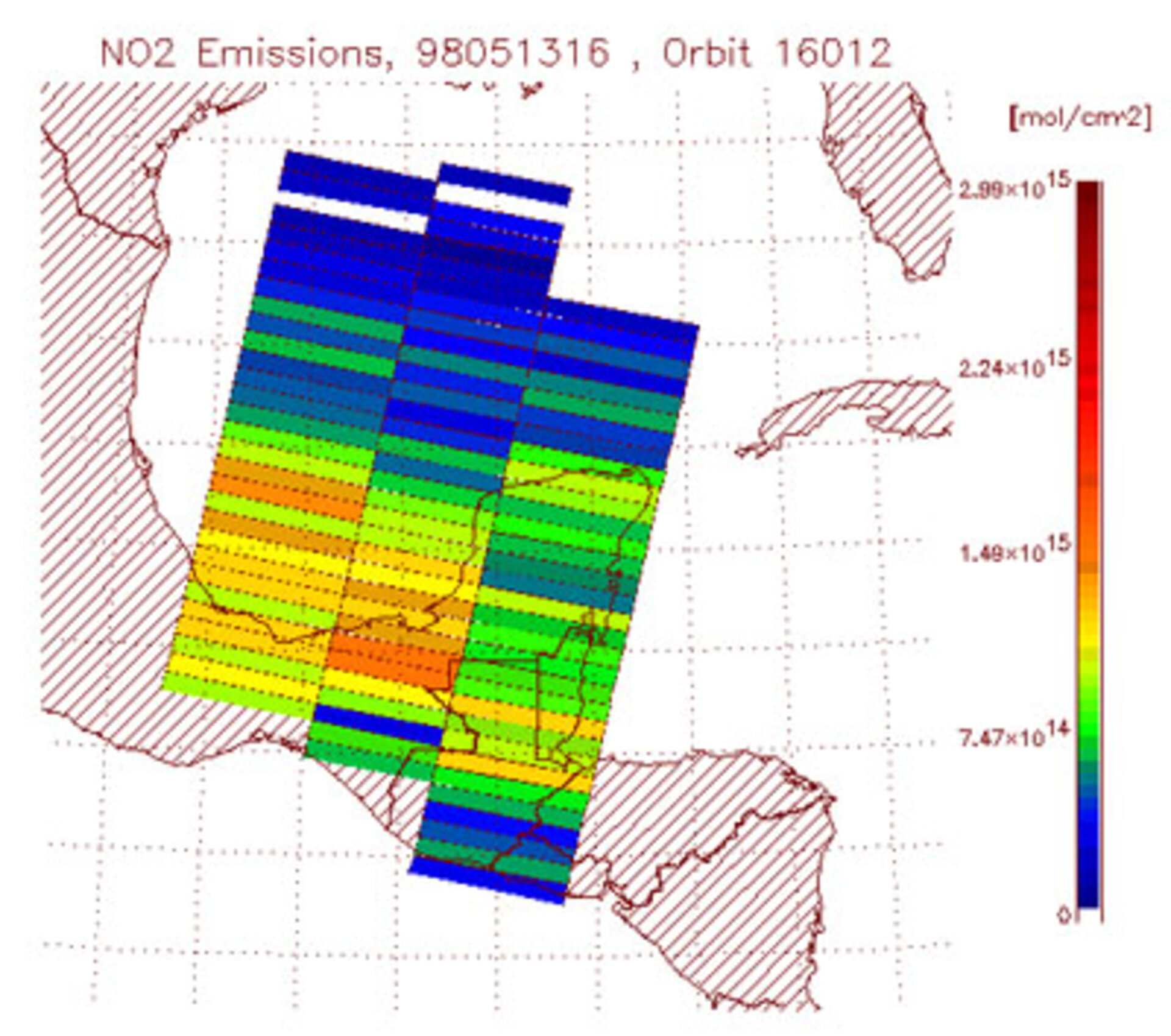Nitrogen dioxide plume over the Golf of Mexico measured by GOME