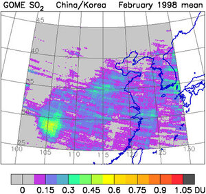 Sulfur dioxide emission over China as measured by GOME