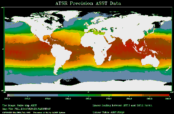 Mappa delle temperature superficiali oceaniche