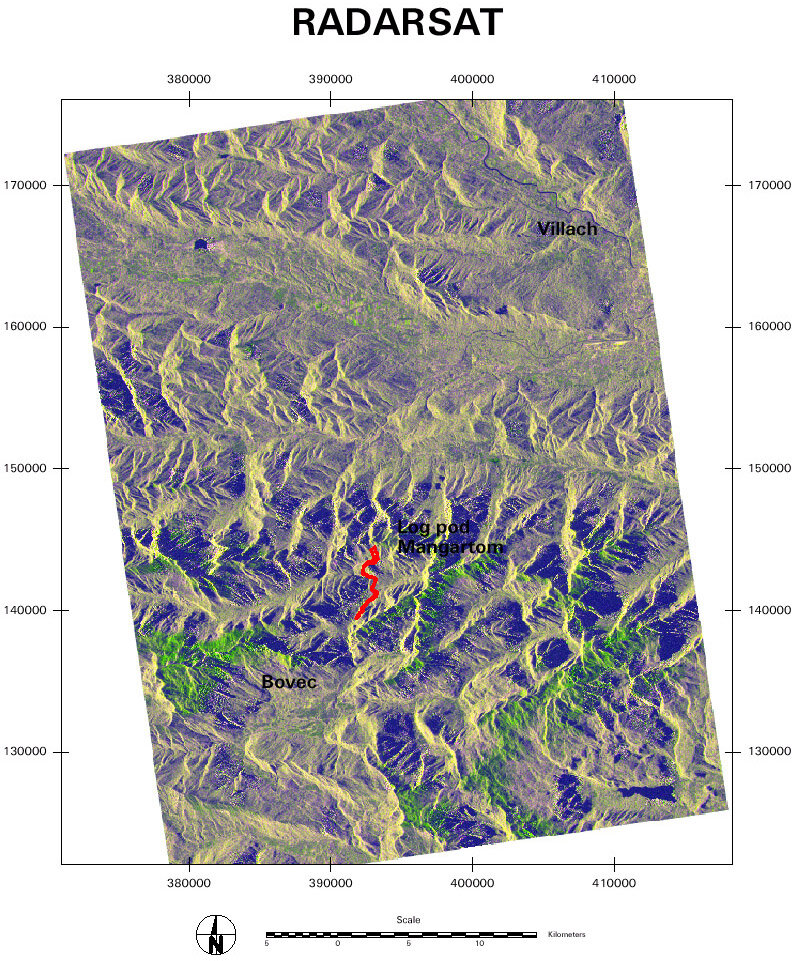 Landslide in Slovenia - Multitemporal RADARSAT satellite image set.