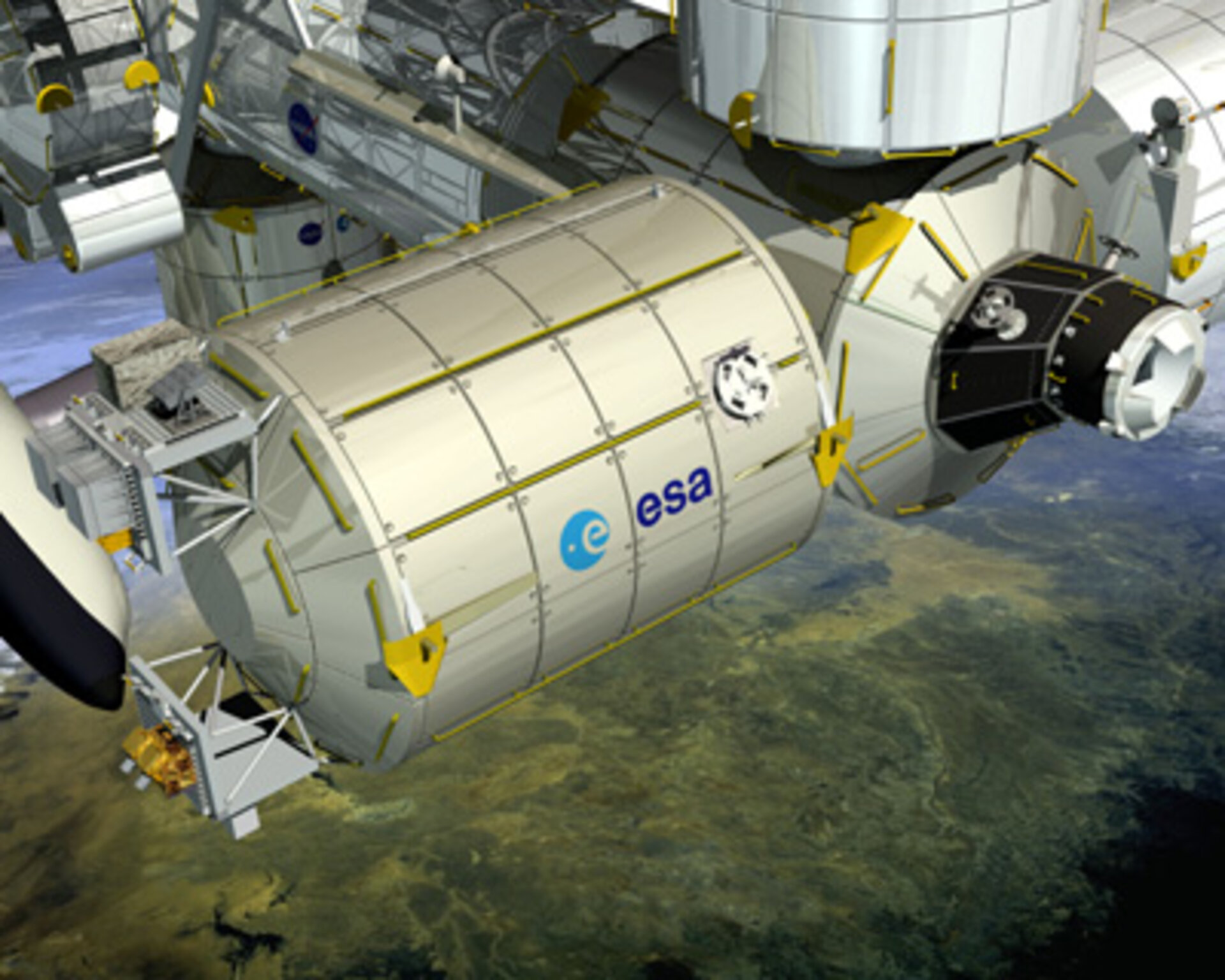 Das europäische Labor Columbus angedockt an die ISS