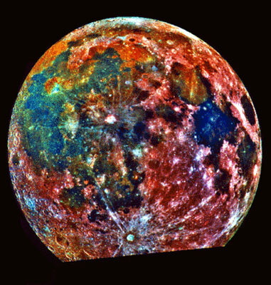 False-colour composite photograph  of the  Moon