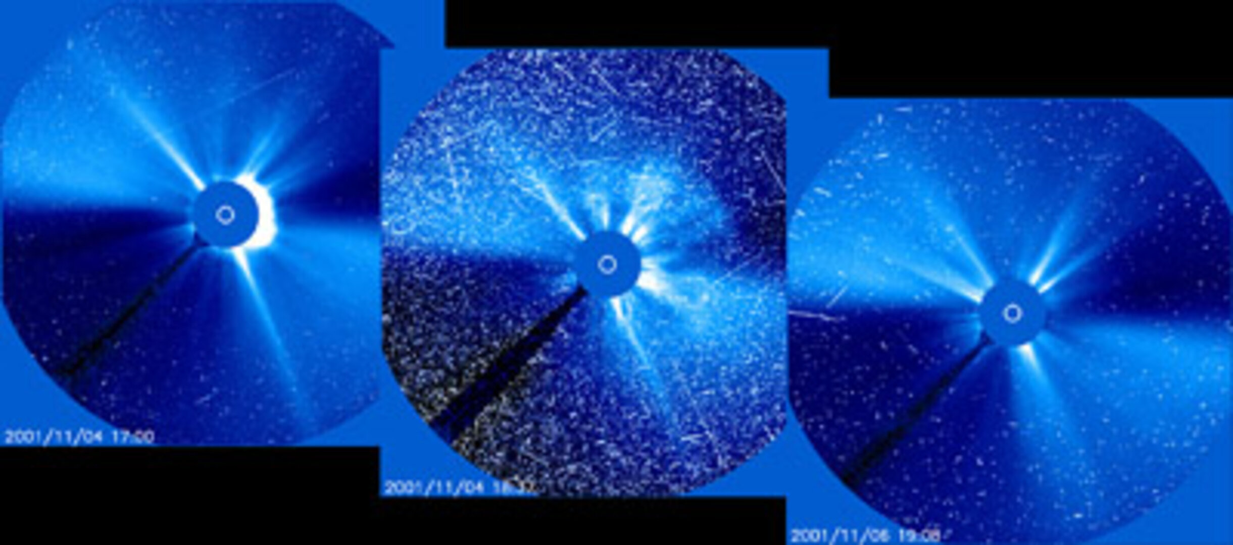 SOHO images showing the solar storm