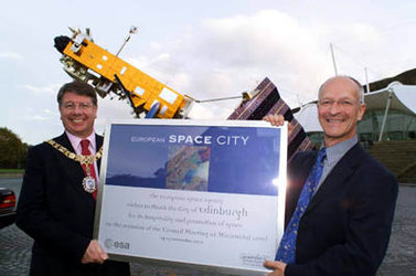 Lord Provost of Edinburgh, Eric Milligan and ESA astronaut Claude Nicollier