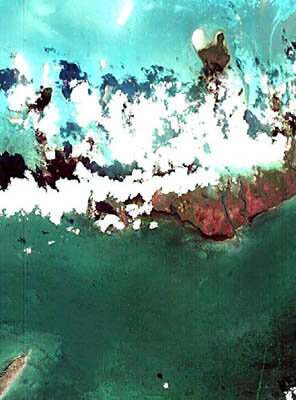 Kuva Kuuban rannikosta tammikuussa PROBAn silmin nähtynä.