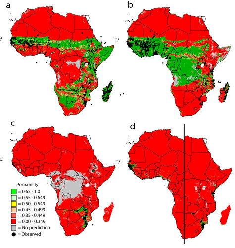 Distribution of mosquito species in Africa