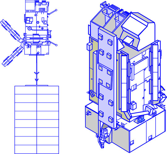 Solar array stowed and deployed configuration