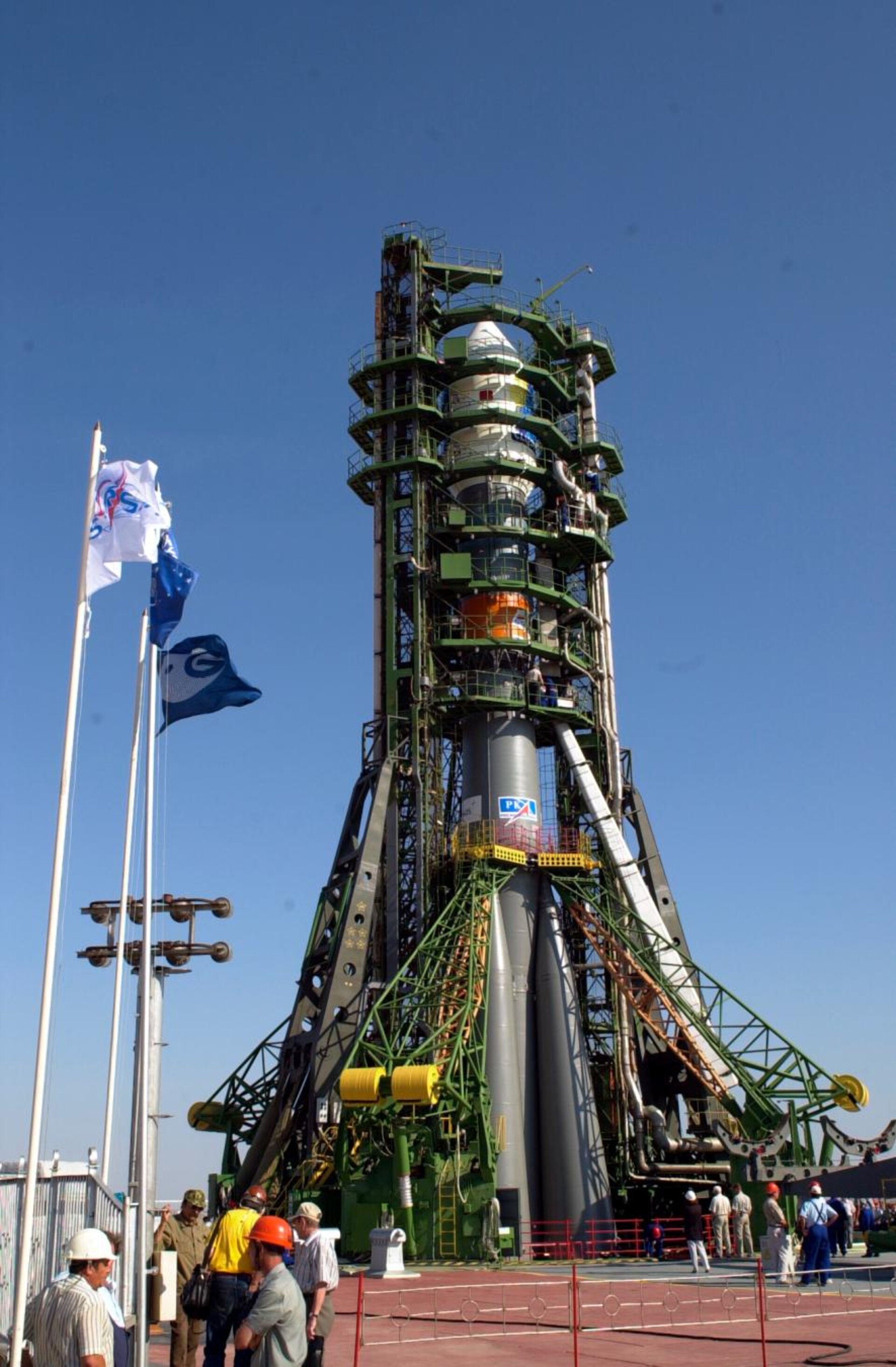 The Soyuz/ST rocket on the launchpad