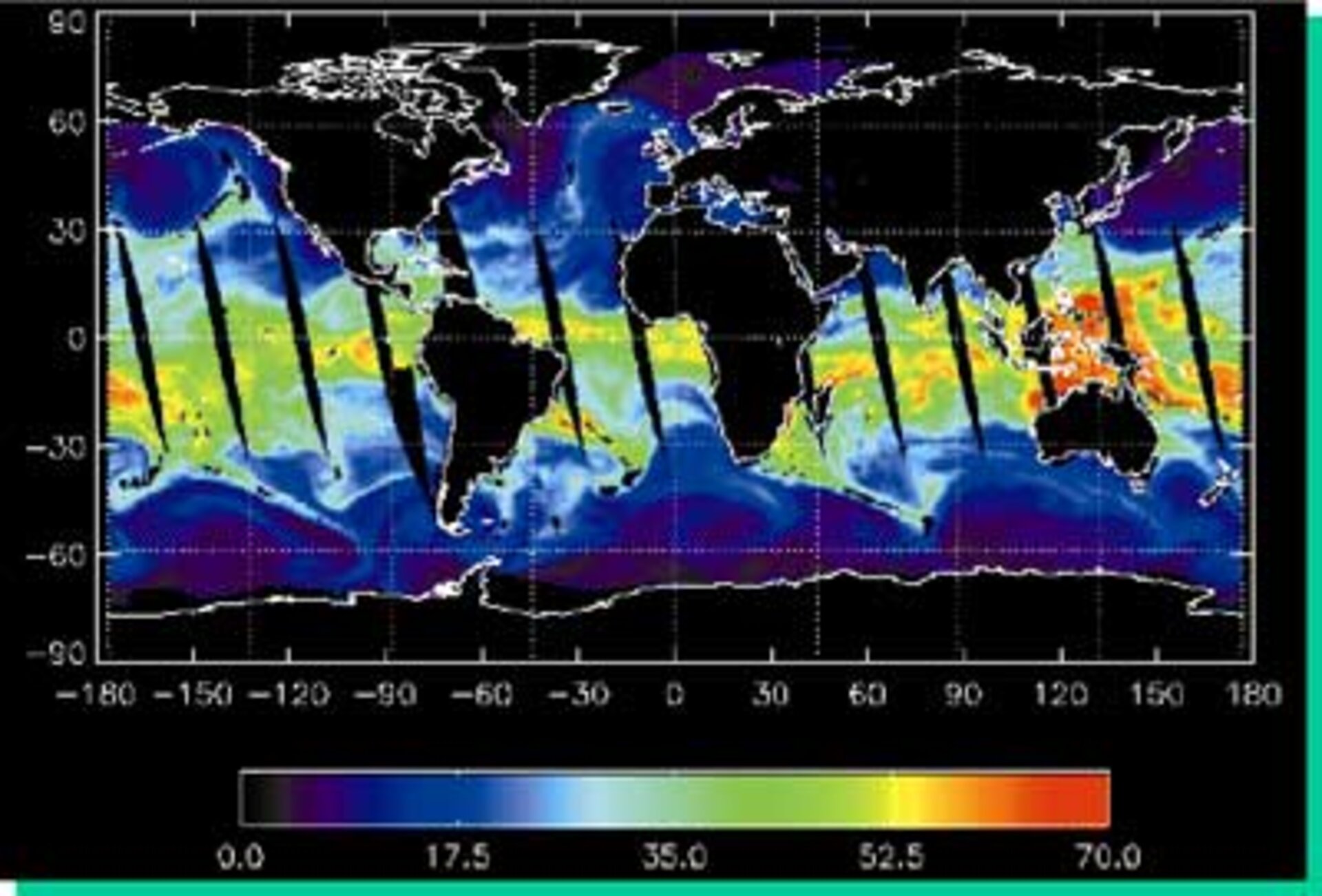 Total precipitable water field derived from NOAA-15’s AMSU-A on March 3, 2000