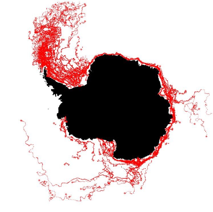 Historical iceberg tracks