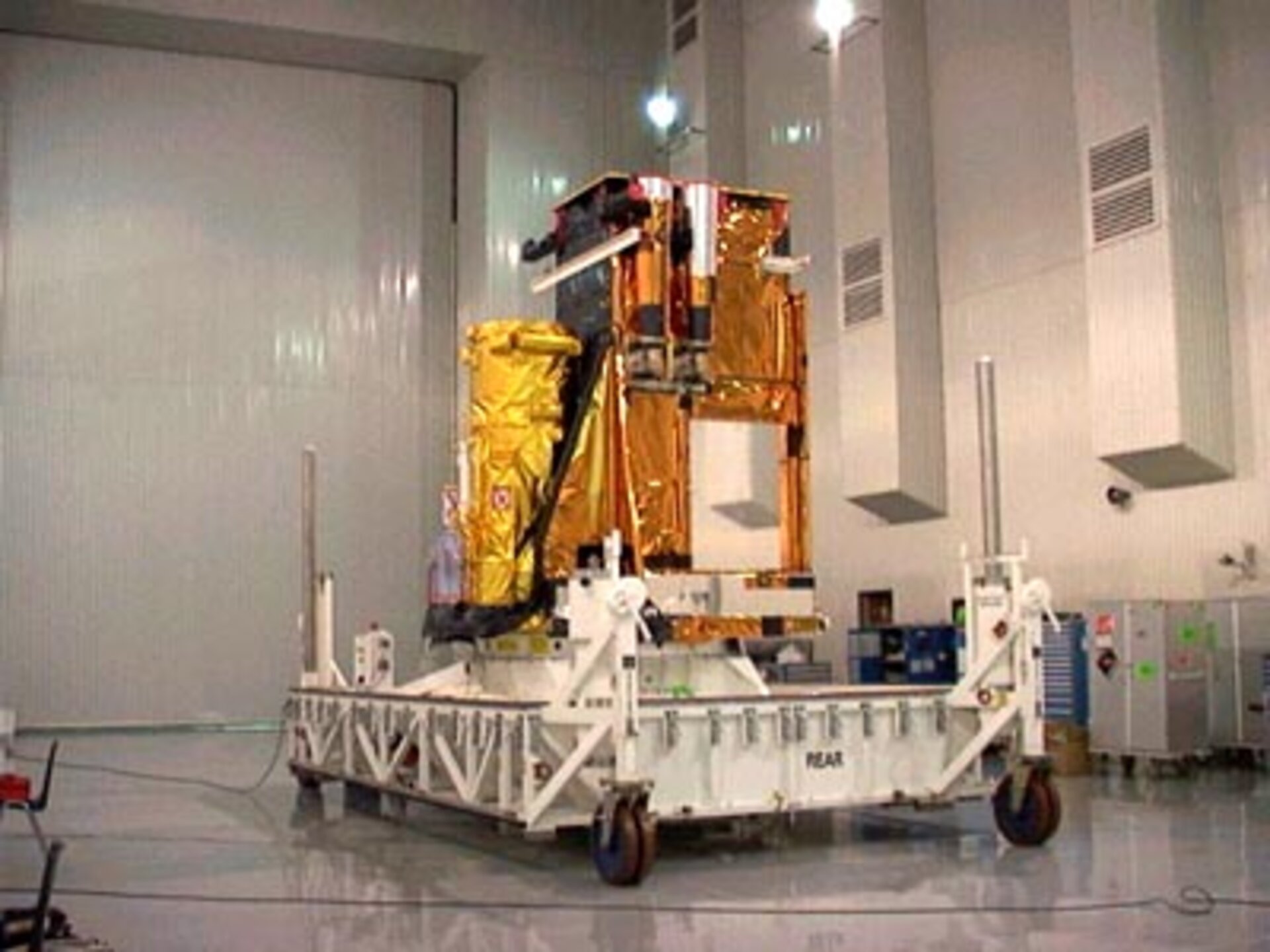 The Payload Module (PLM) in vertical position