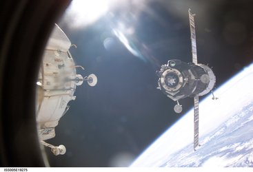 Soyuz TMA-1 docking with the ISS